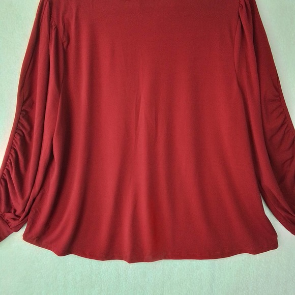 Adrienne‎ Vittadini Long Sleeve Plus Size Blouse 2X in Red w/ Lace - Picture 8 of 11